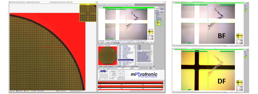 A Brightfield (BF) and Darkfield (DF) is captured and stored in the database with the wafer macro image.