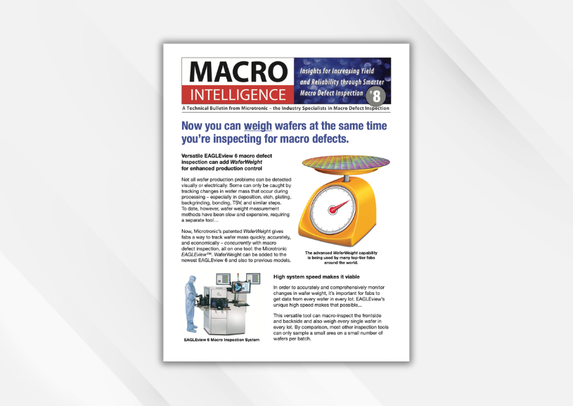 Cover for Now You Can Weigh Wafers While Inspecting for Macro Defects technical bulletin.